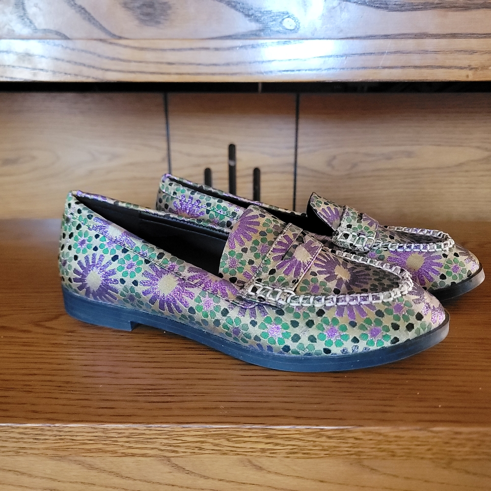 Katy Perry Collections Floral Penny Loafers in Purple and Green
